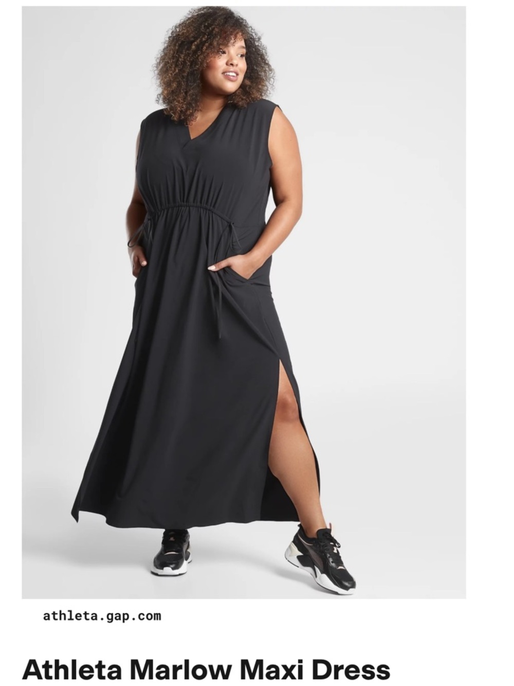 Athleta Black Marlow Maxi Dress with Side Slit